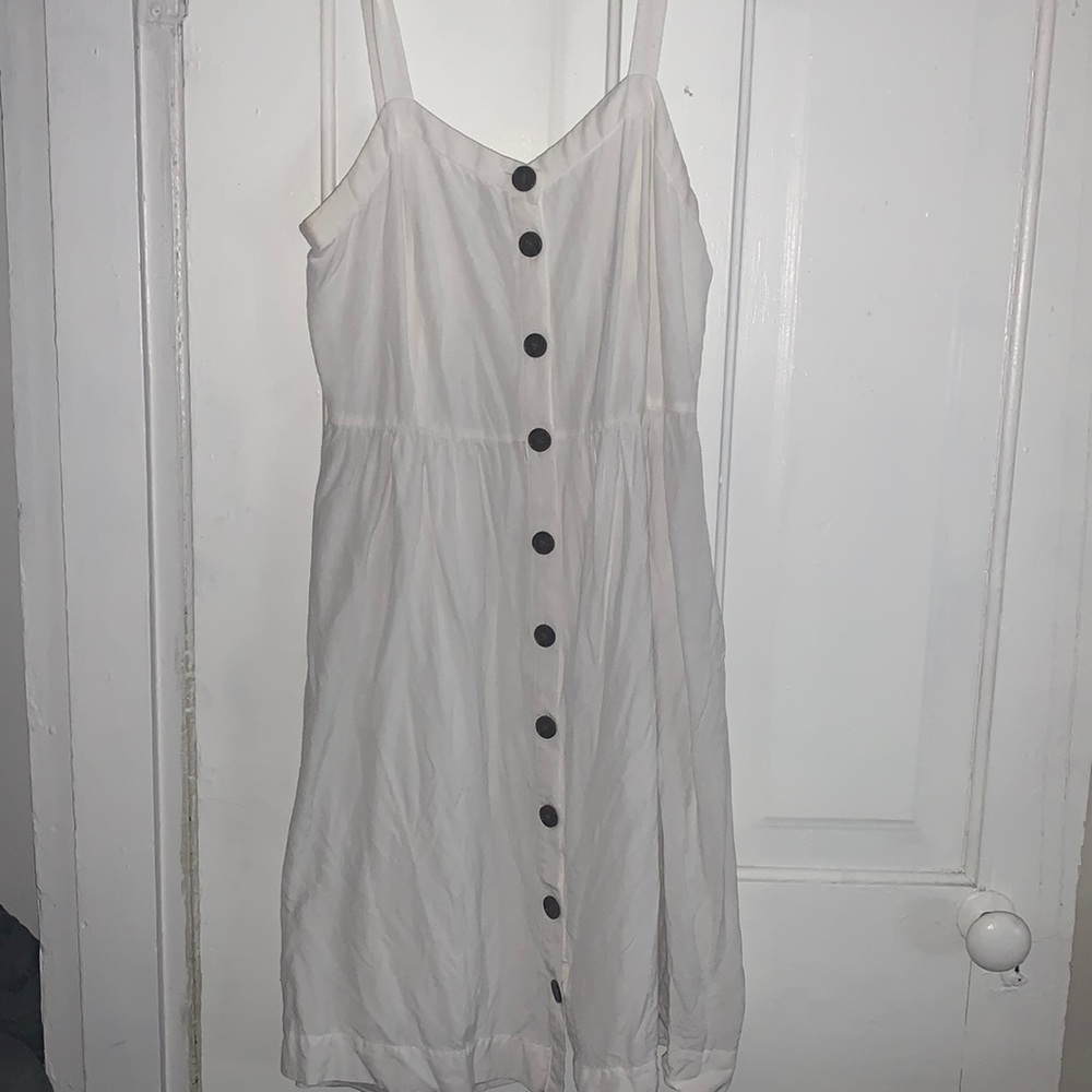 White linen button down dress